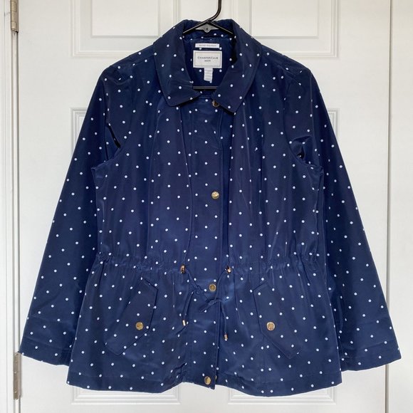 Charter Club Women’s jacket Navy blue Polka dots Size Petite M - Picture 1 of 7